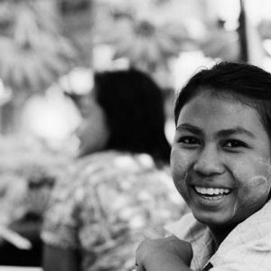 Smiling street vendor