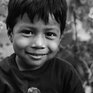 Boy with plump cheeks