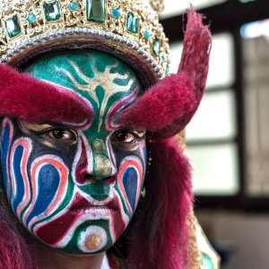Painted face of actor