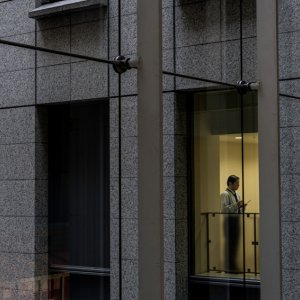 Man in office building