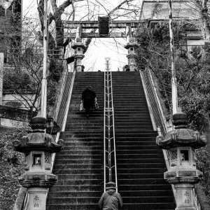 Steep stairway of Shinto shrine