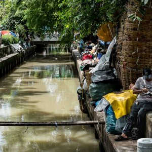 Narrow canal running through Bangkok