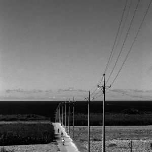 Motorbike running country road