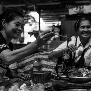Women eating hot pot