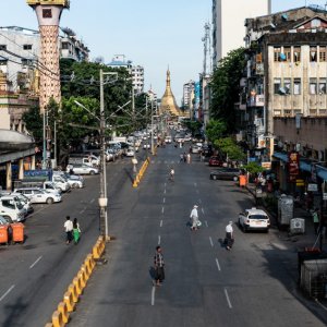 Straight street stretching to Sule Pagoda