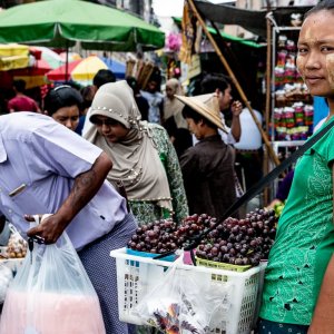 Woman selling grapes