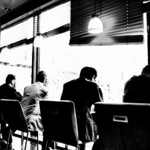 Businessmen in cafe