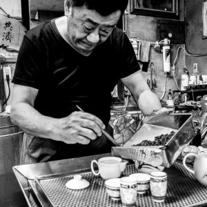 Man brewing tea