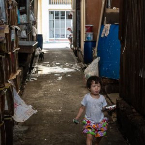 Little girl walking alone