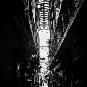 Dim alleyway in Chinatown