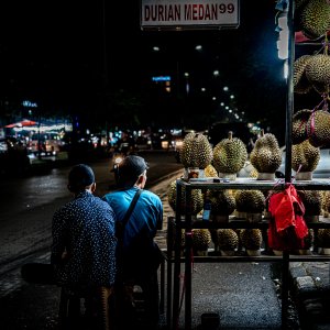 Durians sold by the roadside
