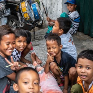 Boys playing in Taman Sari district in Jakarta