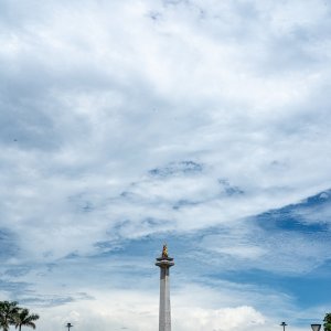 Monas towering in the distance