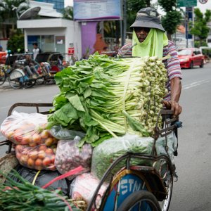 Becak carrying vegetables
