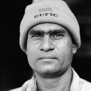 Man wearing knit cap