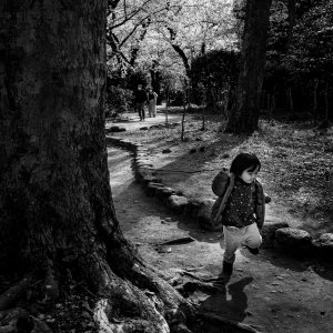 Boy running in Sotobori Park