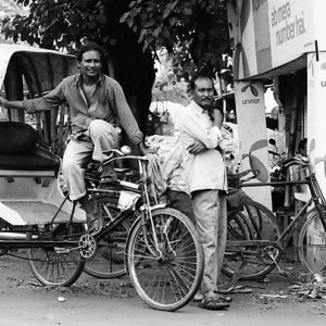 Cycle rickshaws by roadside