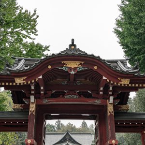 Main shrine of Chichibu Jinja seen beyond the gate