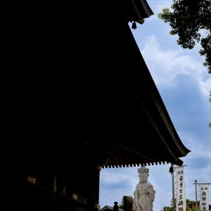 The Konpon Daito and the statue of Peaceful Great Kannon at Sanpo-ji Temple