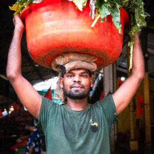 Man carrying vegetables