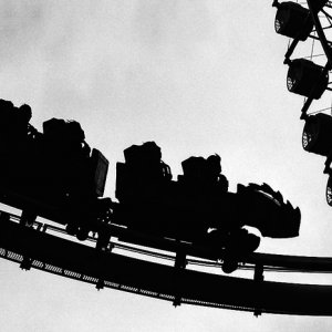 Silhouetted roller coaster