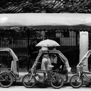 Tricycles parked in taxi-stand-like place