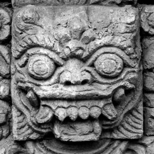 Terrifying face in a Hindu temple