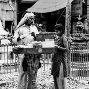 Street vendor selling roast beans