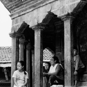 Family resting in Krishna Mandir