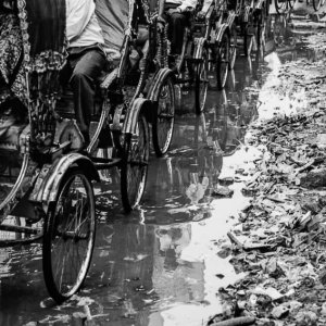 Street crowded with cycle rickshaw