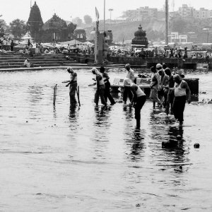 Pilgrims soaking in holy river