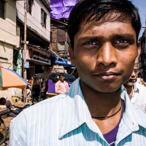 Young man shopping in market
