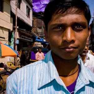 Young man shopping in market