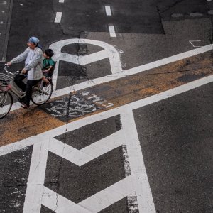 Bicycle running bicycle lane