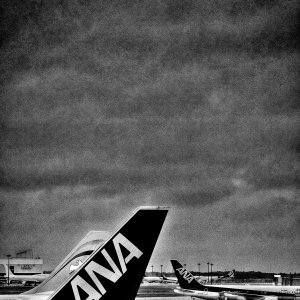 Airplanes being parked at Narita Airport