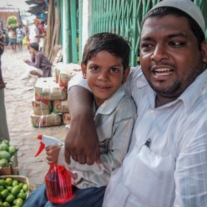 Street vendor and his son