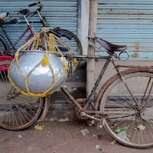 Bicycle with container