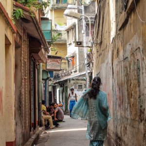 Woman wearing vivid saree