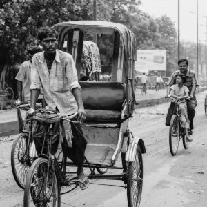 Cycle rickshaw and bicycle