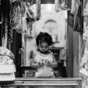 Little girl at the counter