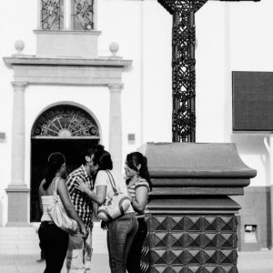 Meeting spot in front of cross