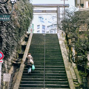 Steep stairway in Yushima Tenmangu