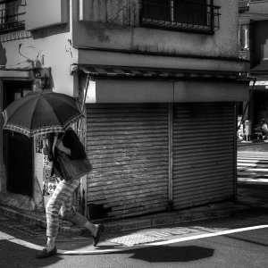 umbrella in front of shutter