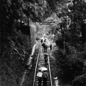 Local people walking on railway track