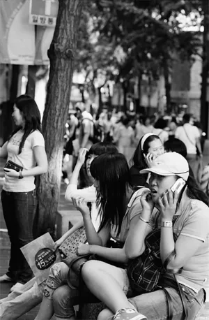 Young people hanging out in Insadong