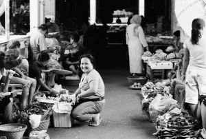 Woman buying happily