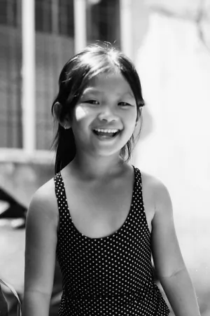 Girl smiling cheerfully