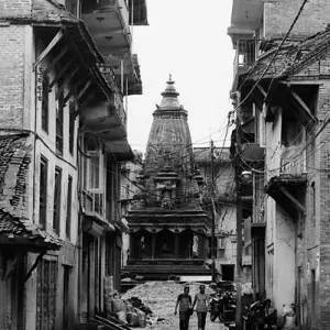 Hindu temple at the end of street