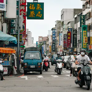 Motorbikes in crossroads