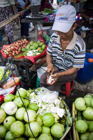 Street vendor selling guava
